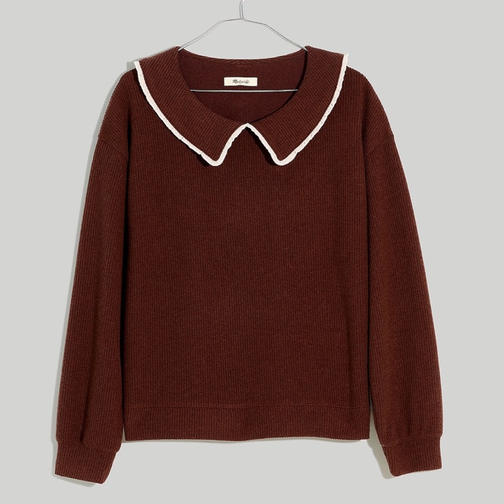 Madewell Ruffle-Collard Long-Sleeve Top